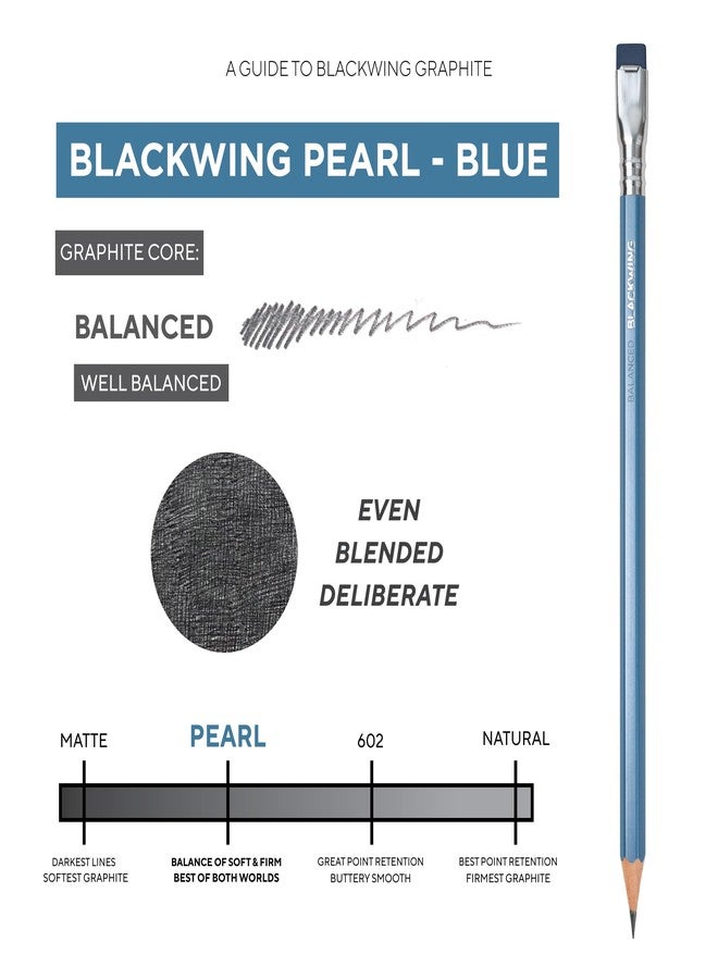 Blackwing Pearl Pencils - 12 Count, Blue Lacquer Finish, 2B Balanced Lead, Premium Wood, Japanese Graphite - Image 3